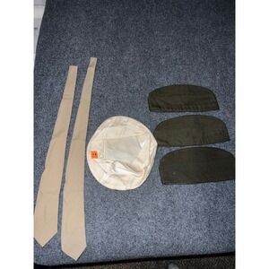 Vintage Military Surplus Sam Bonk Wool Garrison Caps Ties White Cover Lot 6pc